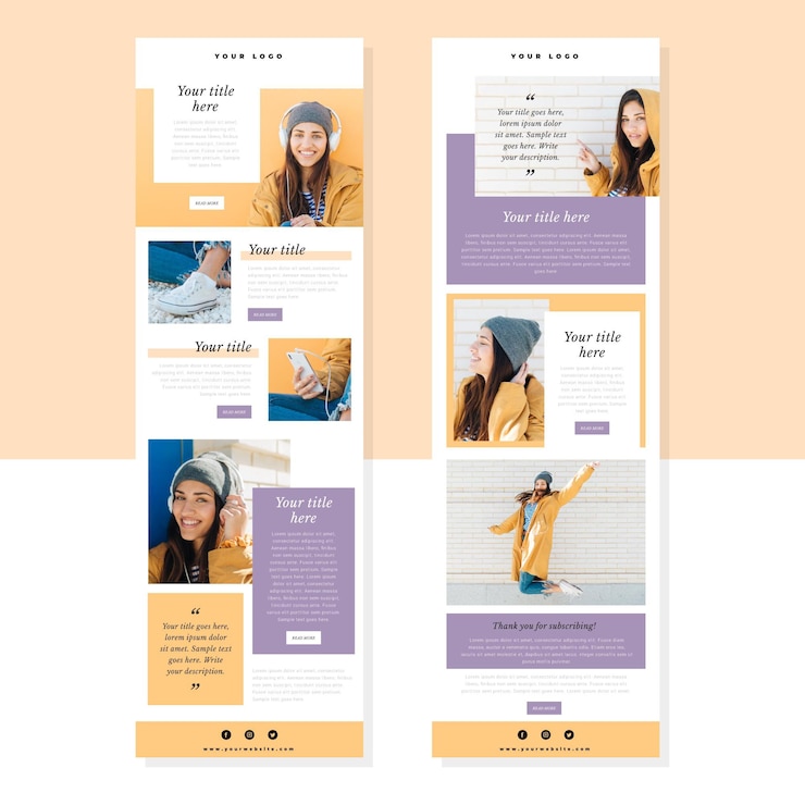 Free Vector blogger email newsletter template