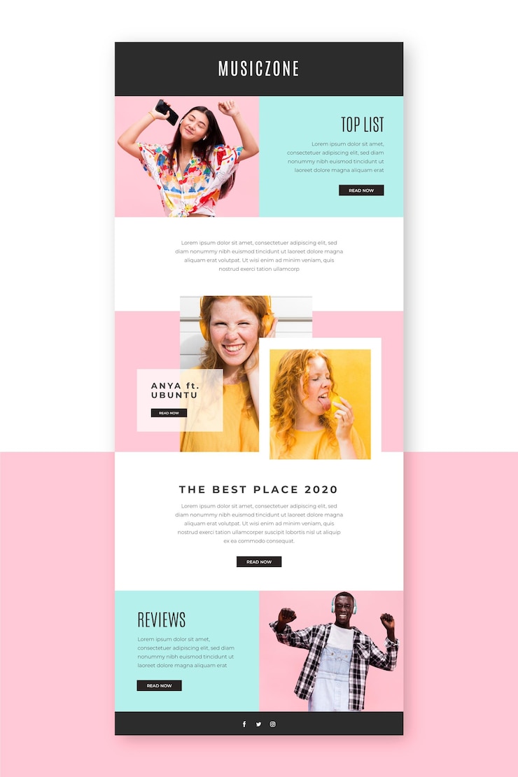 Free Vector blogger email template with photos