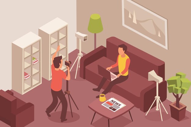 Blogger isometric illustration