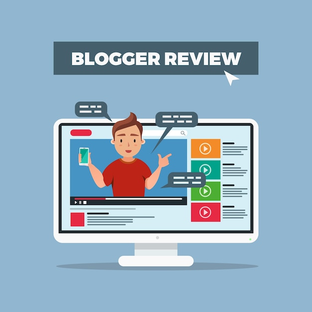 Free vector blogger review on social media