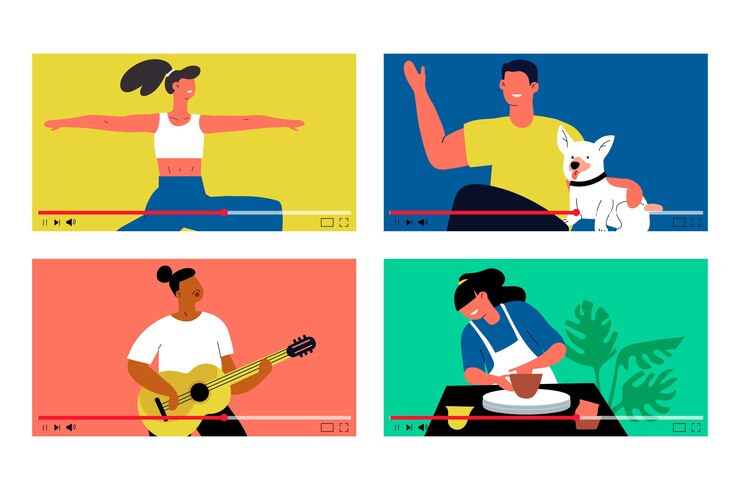 Free Vector bloggers on screen collection