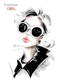 Blond hair girl in sunglasses