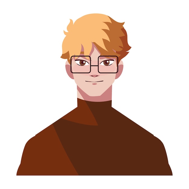 blond man with eyeglasses icon isolated