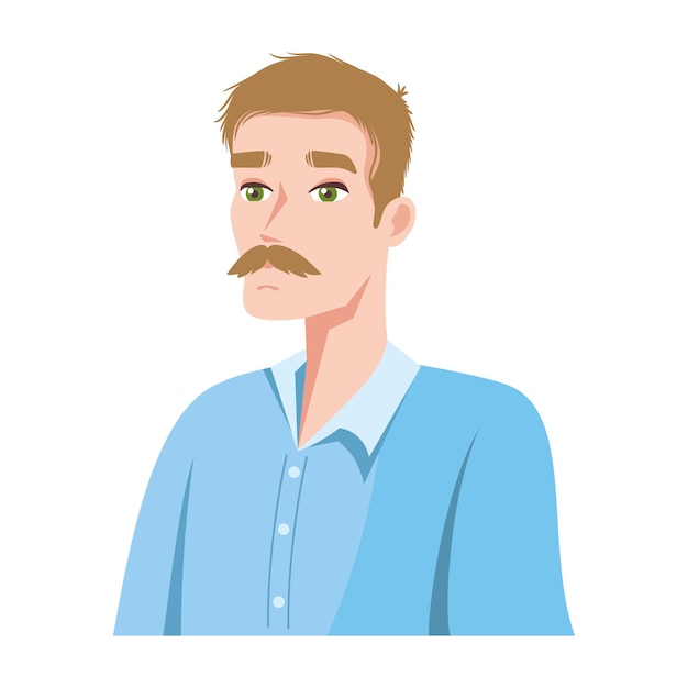 Free vector blond man with moustache