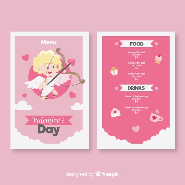 Blonde cupid valentine menu template