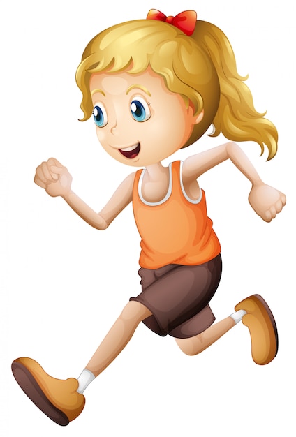 Free vector blonde girl running isolated