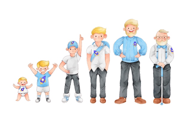 Free vector blonde male in different ages of life