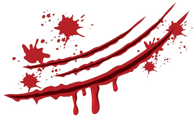 Free vector blood claw scratch wounds on white background