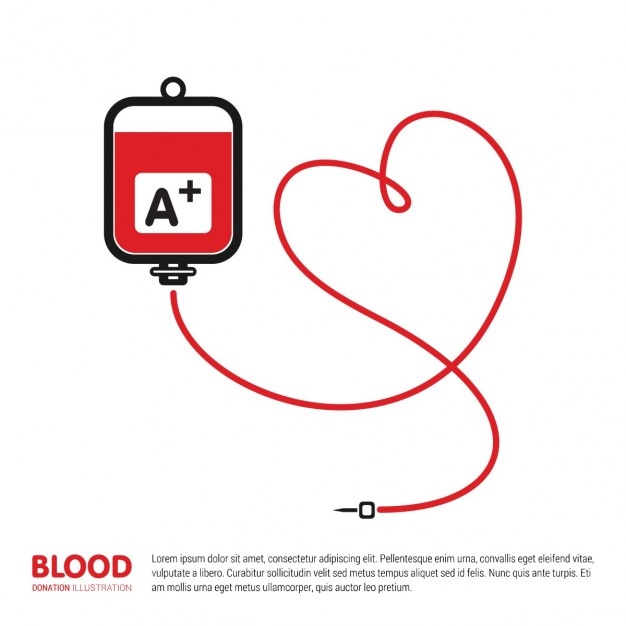 Free vector blood donation bag with tube shaped heart background