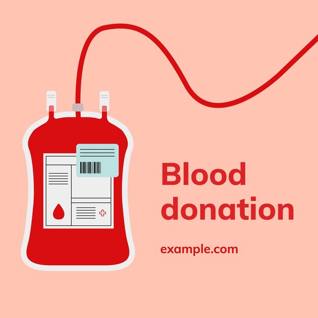 최소한의 스타일로 헌혈 캠페인 템플릿 벡터 소셜 미디어 광고