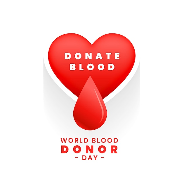 Blood donation concept poster with heart and blood drop