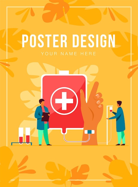 Blood donation station poster template Premium Vector