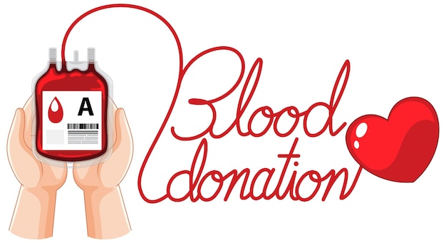 手と血液バッグと献血のシンボル