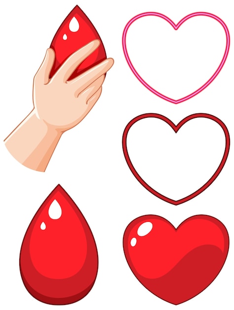 Бесплатное векторное изображение Символ донорства крови с сердечками