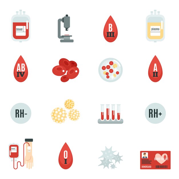 Blood Donor Icons Flat
