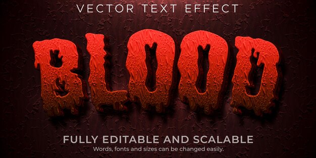 血のホラーテキスト効果編集可能な怖い赤いテキストスタイル