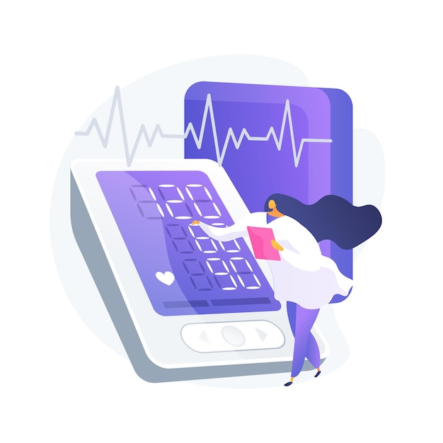 Blood pressure screening abstract concept vector illustration. pharmacy screening facility, blood pressure self-check, clinical examination, health care service, testing program abstract metaphor.