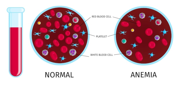 Vettore gratuito analisi del sangue con infografica anemia