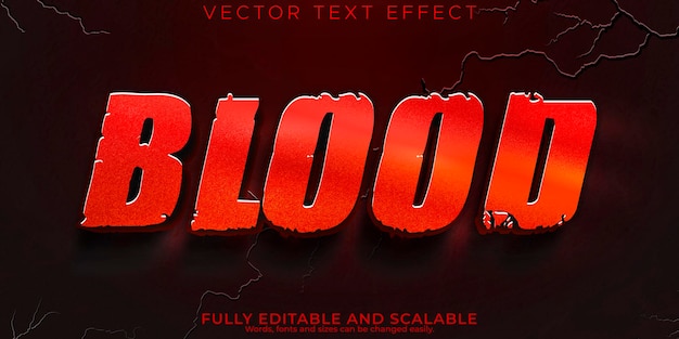 혈액 텍스트 효과 편집 가능한 금속성 빨간색 텍스트 스타일