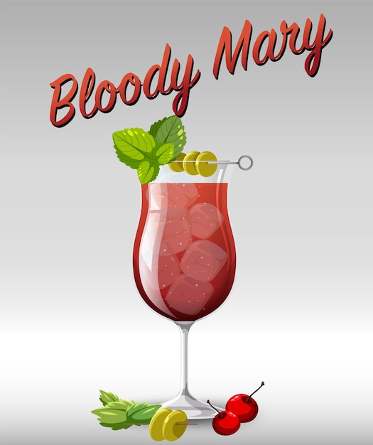 Бесплатное векторное изображение Коктейль кровавая мэри в стакане