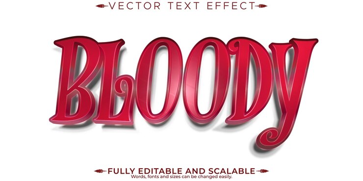 Free Vector bloody text effect editable horror and scary text style