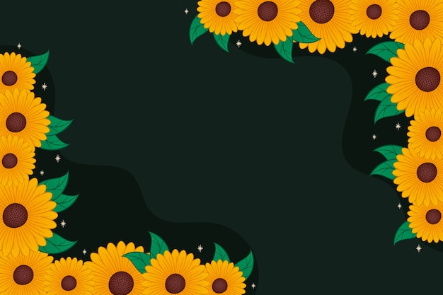 Free vector bloomed sunflower border background