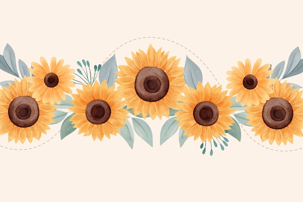 Bloomed sunflower border background