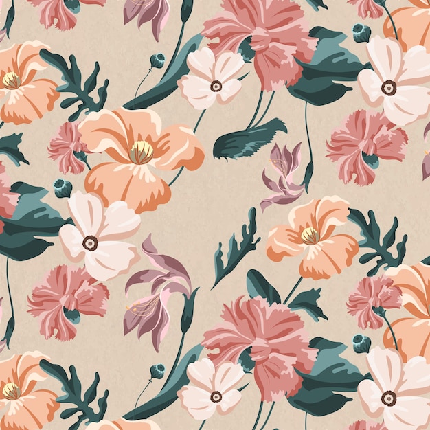 Blooming colorful flower seamless pattern