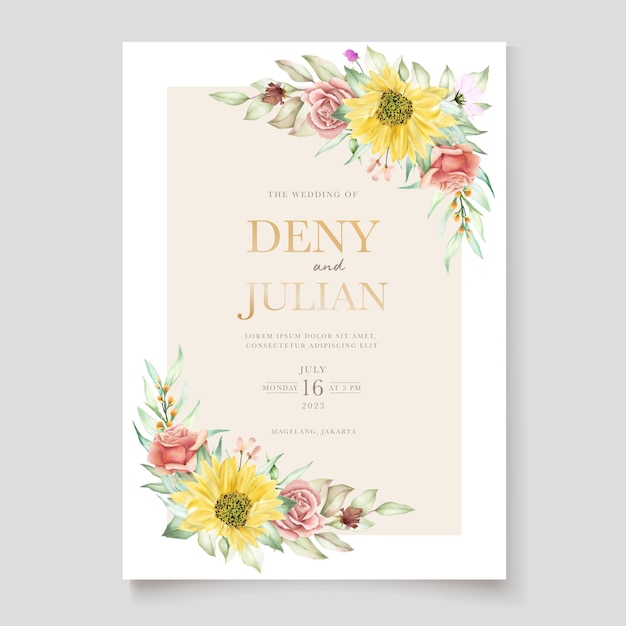 Free vector blooming floral spring invitation card set