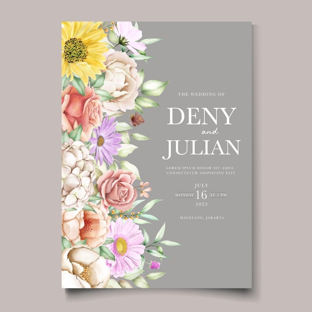 Free vector blooming floral spring invitation card set