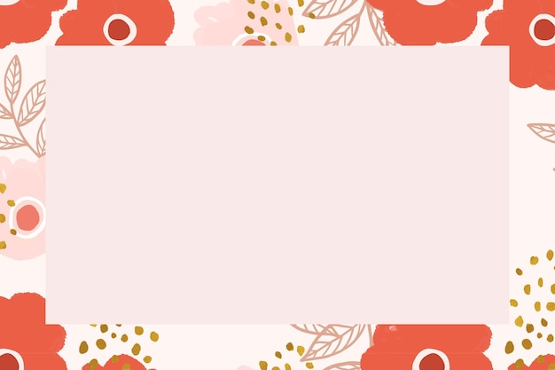 Free vector blooming flower rectangle frame vector floral illustration