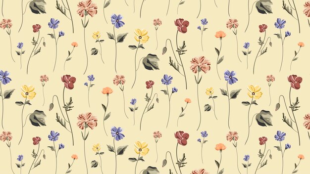 베이지색 배경에 개화 꽃 원활한 패턴