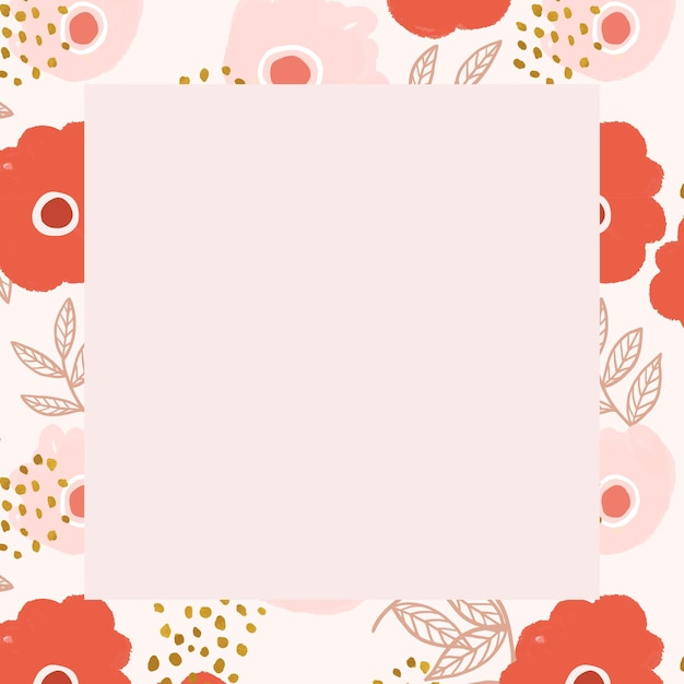 Free vector blooming flower square frame vector floral illustration