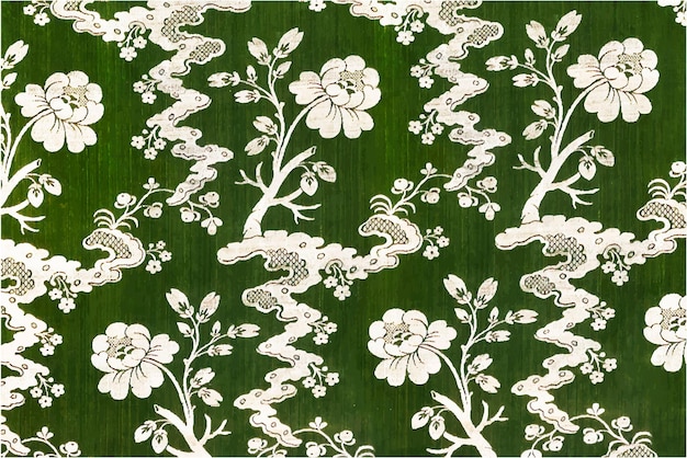 Free vector blooming flowers vector green pattern background vintage style