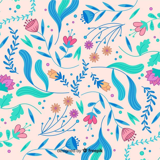 Blooming hand-drawn floral background