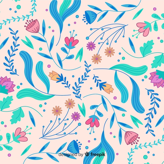 Blooming hand-drawn floral background