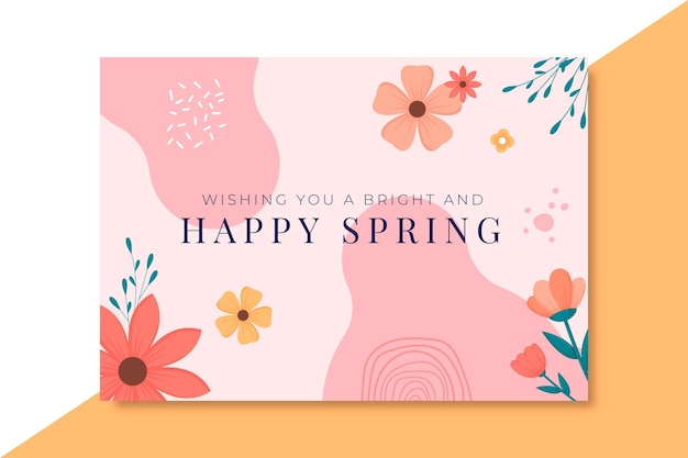 Blooming hand drawn spring card template