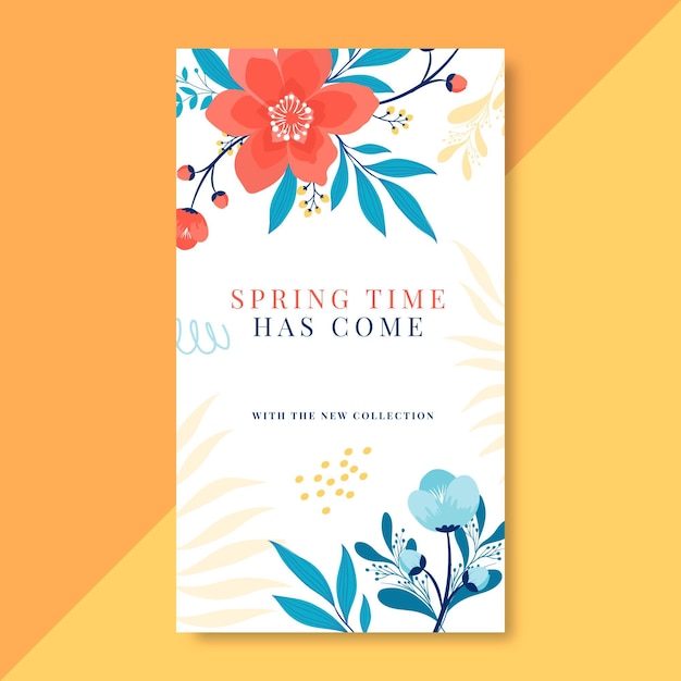 Free vector blooming hand drawn spring instagram stories template