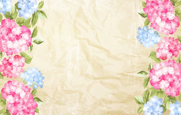 Free vector blooming hydrangea frame card.