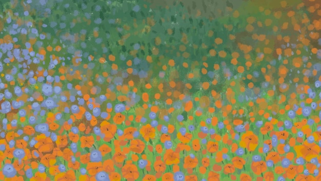 Blooming poppy field background template