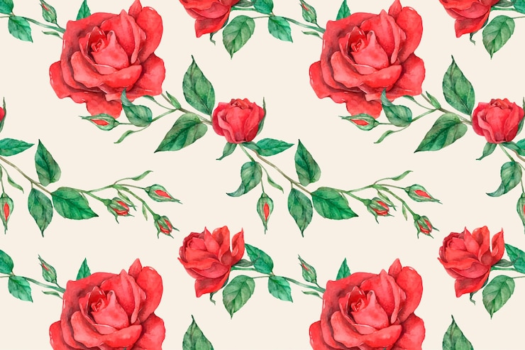 Free Vector blooming red rose pattern vector background