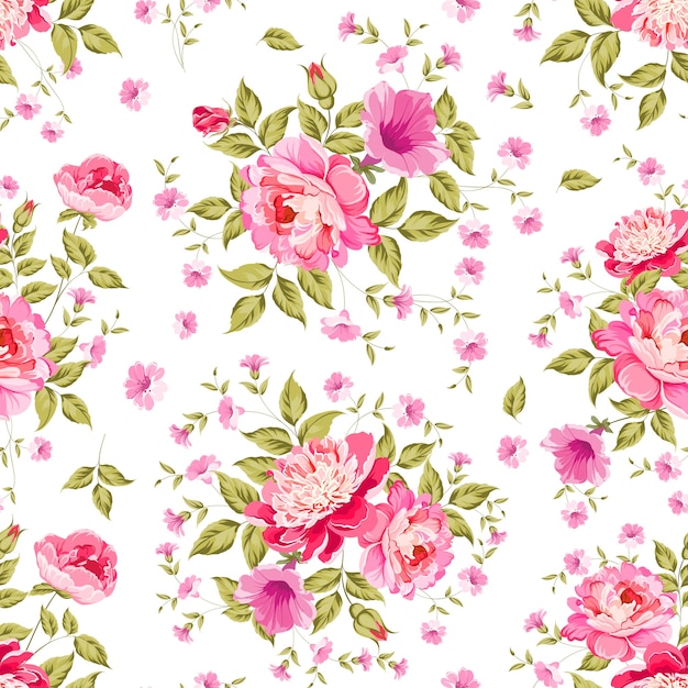 Free vector blooming roses seamless patter for wallpaper