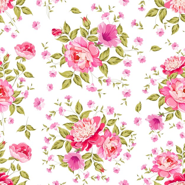 Blooming roses seamless patter for wallpaper