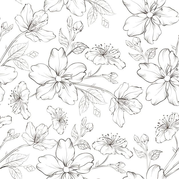 Blooming sakura seamless pattern