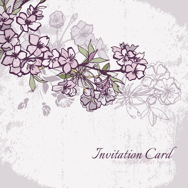 벚꽃 또는 사쿠라 결혼식 초대 카드