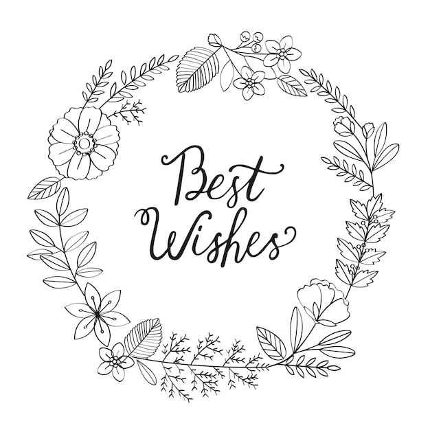 Free vector blossom wreath new year typography illustration