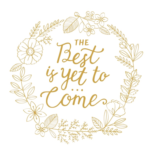 Free vector blossom wreath new year typography illustration