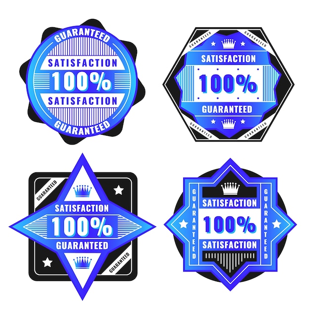 Blue 100% guarantee label collection