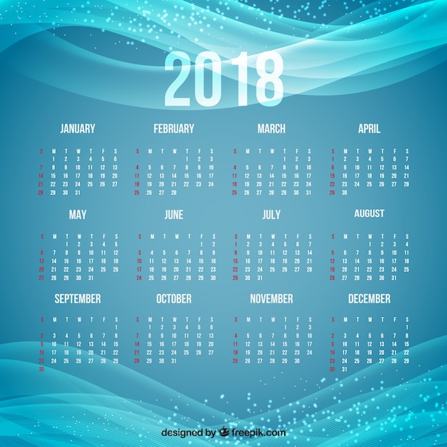 Calendario 2018 blu