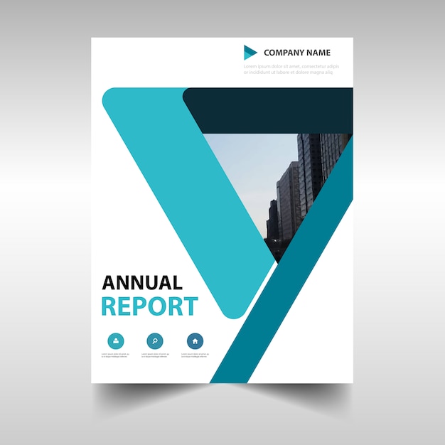 Vettore gratuito modello blu copertina creativa del rapporto annuale blu